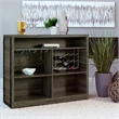 Pemberly Row 5-Shelf Composite Wood Home Bar Wine Cabinet in Aged Oak