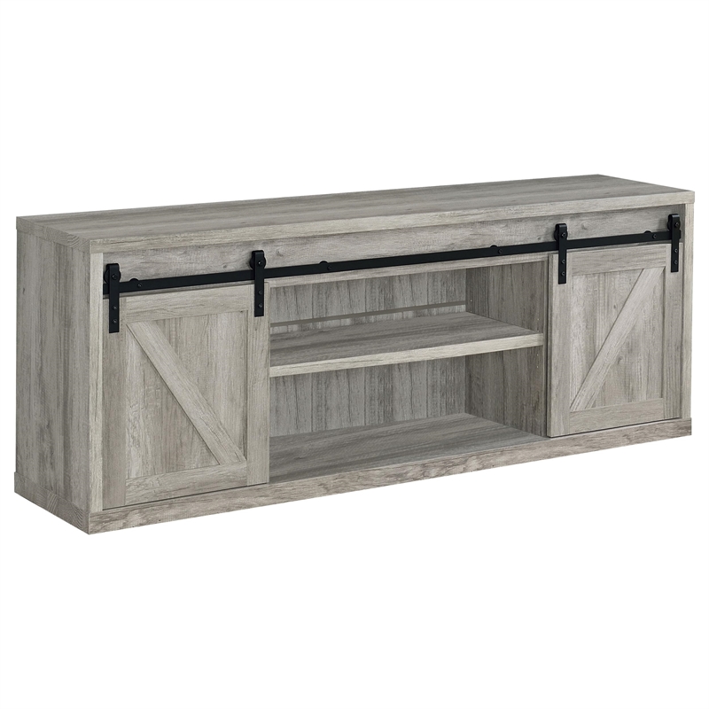 Pemberly Row 2-Door Engineered Wood 71-Inch TV Stand in Grey Driftwood