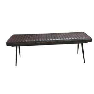Pemberly Row Leather Upholstered Dining Bench in Antique Espresso