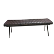 Pemberly Row Leather Upholstered Dining Bench in Antique Espresso