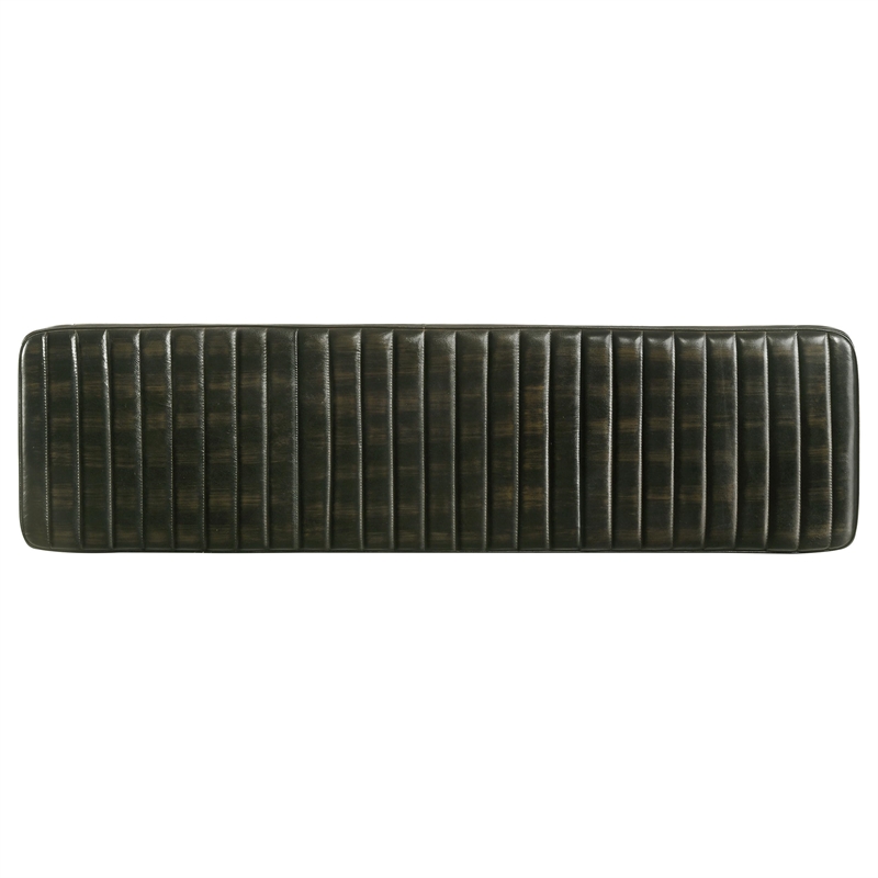 Pemberly Row Leather Upholstered Dining Bench in Antique Espresso