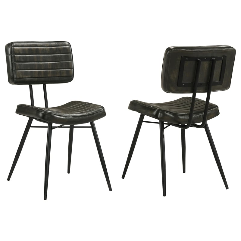 Pemberly Row 2-Piece Leather Upholstered Dining Side Chair Set in Espresso