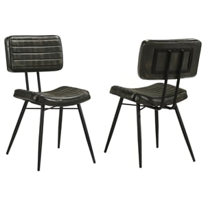 Pemberly Row 2-Piece Leather Upholstered Dining Side Chair Set in Espresso