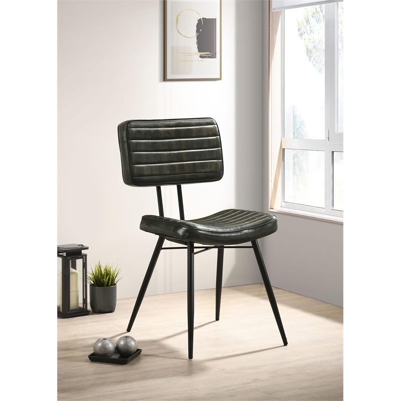 Pemberly Row 2-Piece Leather Upholstered Dining Side Chair Set in Espresso
