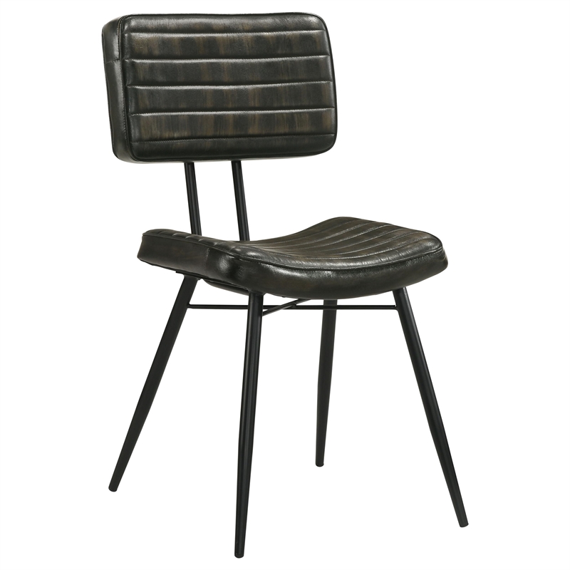 Pemberly Row 2-Piece Leather Upholstered Dining Side Chair Set in Espresso