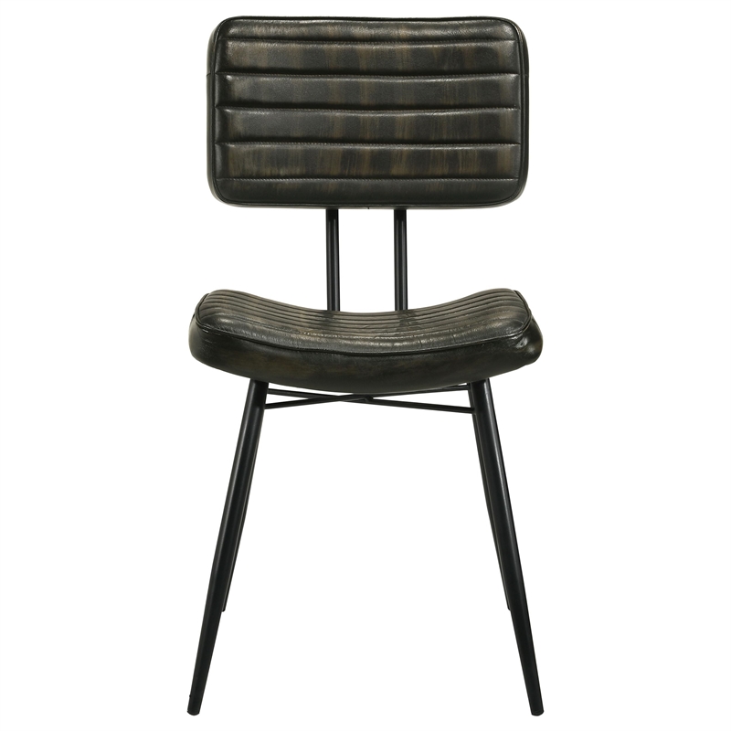 Pemberly Row 2-Piece Leather Upholstered Dining Side Chair Set in Espresso