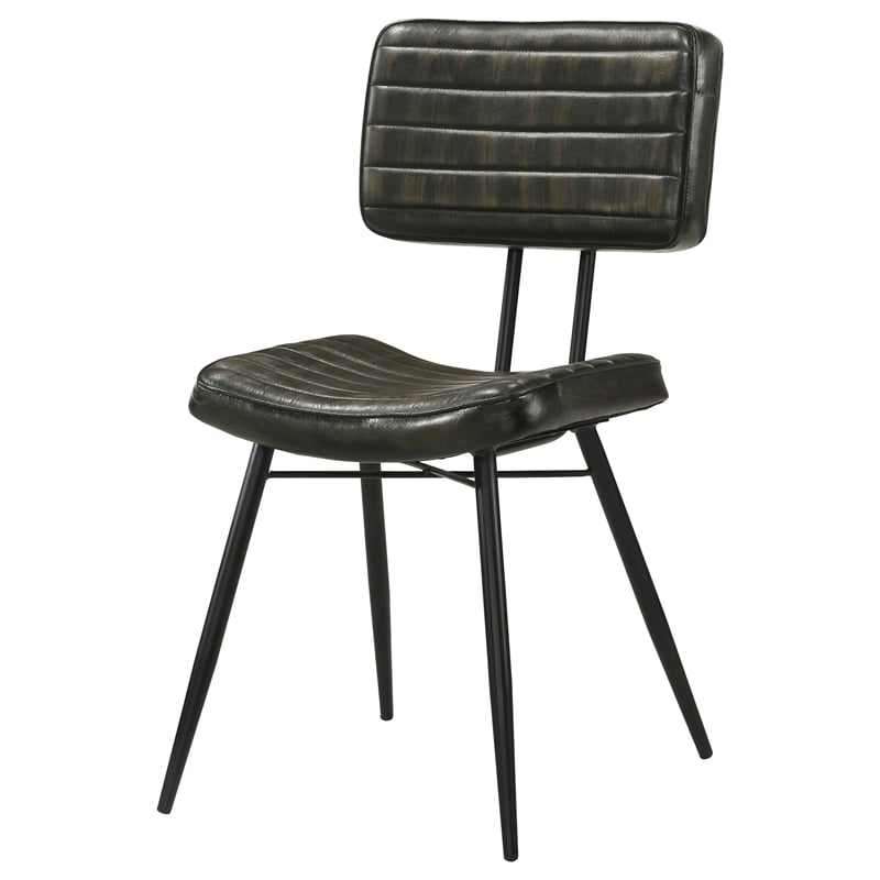 Pemberly Row 2-Piece Leather Upholstered Dining Side Chair Set in Espresso