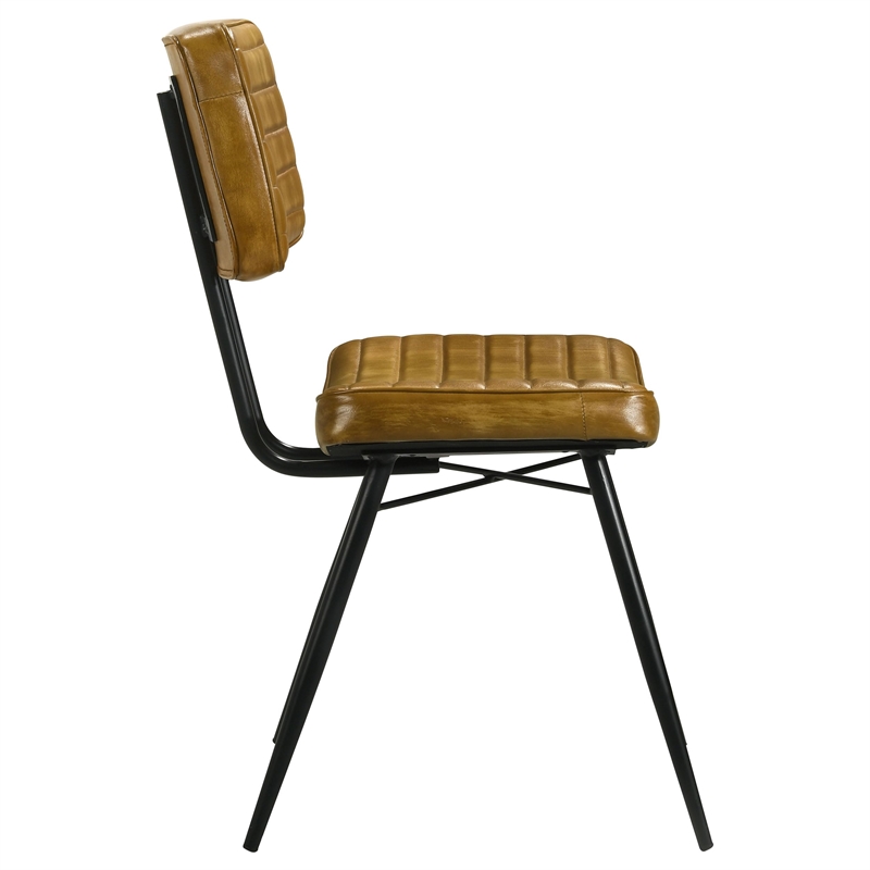 Pemberly Row 2-Piece Leather Upholstered Dining Side Chair Set in Camel
