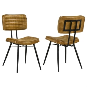 Pemberly Row 2-Piece Leather Upholstered Dining Side Chair Set in Camel