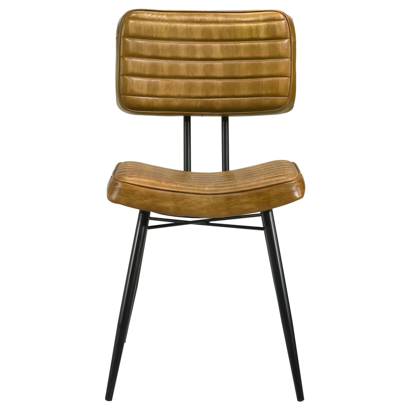 Pemberly Row 2-Piece Leather Upholstered Dining Side Chair Set in Camel
