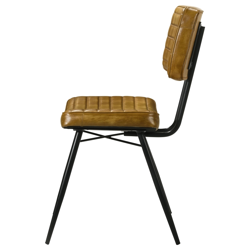 Pemberly Row 2-Piece Leather Upholstered Dining Side Chair Set in Camel