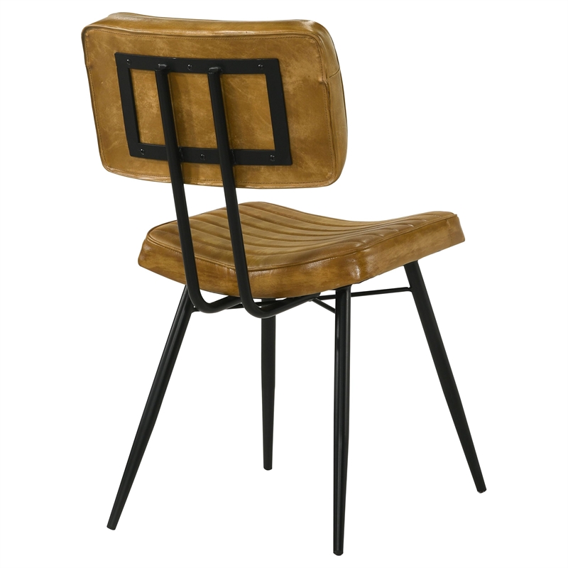 Pemberly Row 2-Piece Leather Upholstered Dining Side Chair Set in Camel