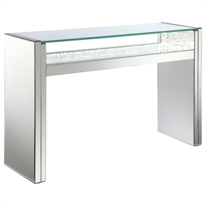 Pemberly Row Mirrored Console Table with LED Lighting in Silver