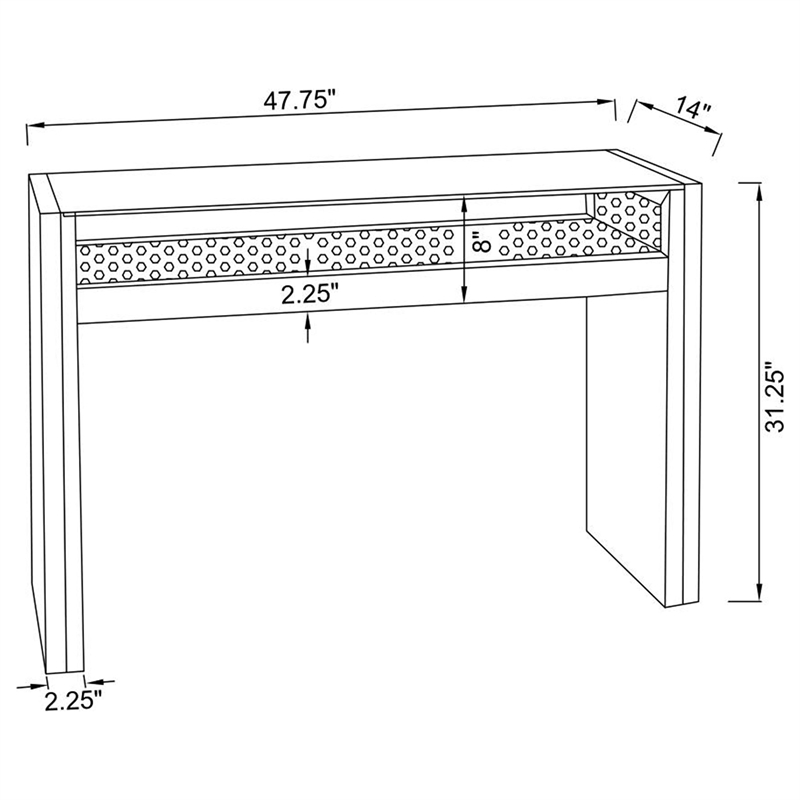 Pemberly Row Mirrored Console Table with LED Lighting in Silver