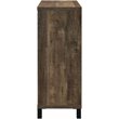 Pemberly Row Sliding Door Home Bar Wine Cabinet in Rustic Oak