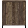 Pemberly Row Sliding Door Home Bar Wine Cabinet in Rustic Oak