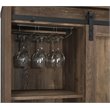 Pemberly Row Sliding Door Home Bar Wine Cabinet in Rustic Oak