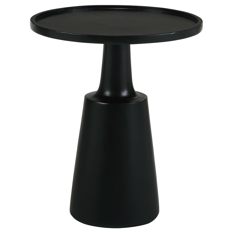 Pemberly Row Round Solid Mango Wood Accent Side Table in Black Stain