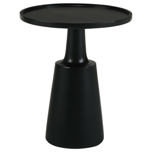 Pemberly Row Round Solid Mango Wood Accent Side Table in Black Stain