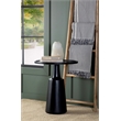 Pemberly Row Round Solid Mango Wood Accent Side Table in Black Stain