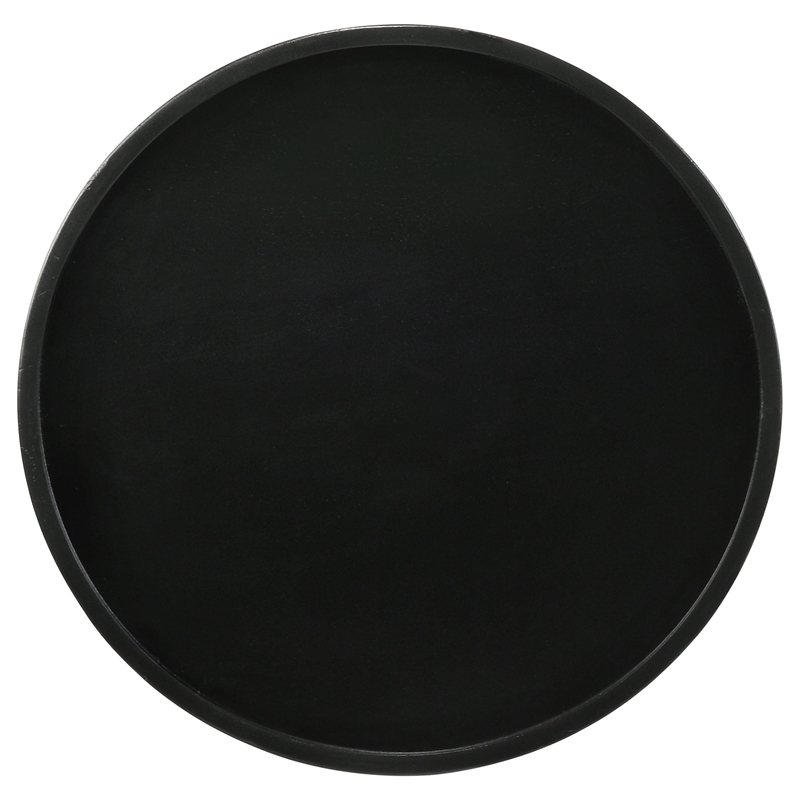Pemberly Row Round Solid Mango Wood Accent Side Table in Black Stain