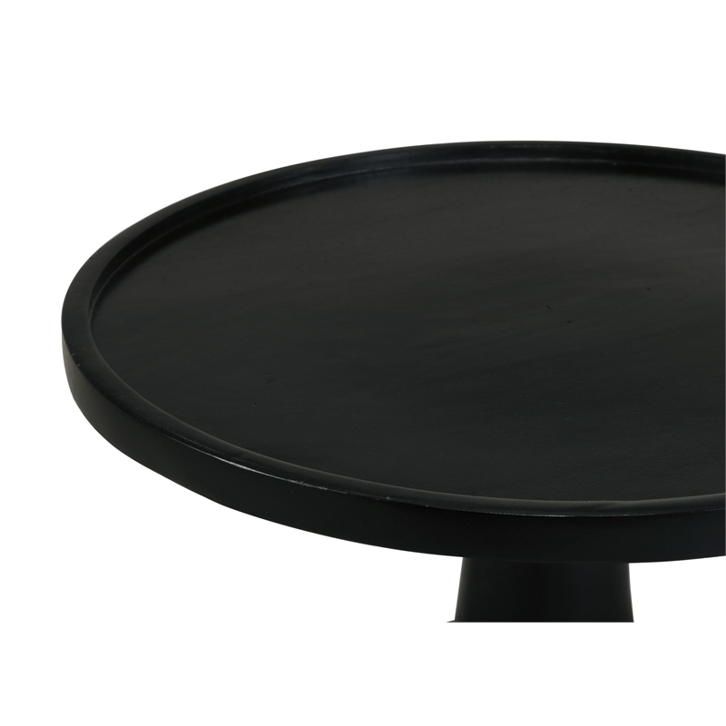 Pemberly Row Round Solid Mango Wood Accent Side Table in Black Stain
