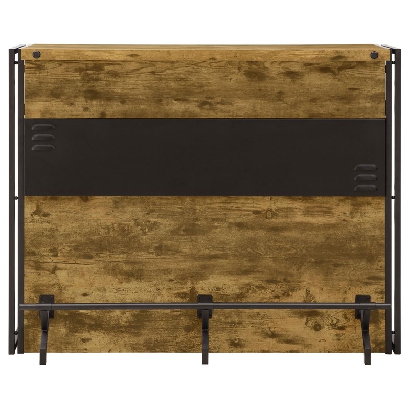 Pemberly Row 3-shelf Home Bar Wine Cabinet with Footrest in Rustic Nutmeg