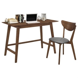 Pemberly Row 2-piece Home Office Computer Desk and Chair Set in Walnut