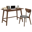 Pemberly Row 2-piece Home Office Computer Desk and Chair Set in Walnut