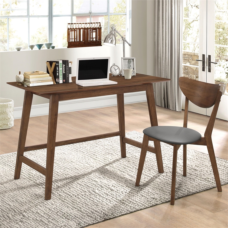 Pemberly Row 2-piece Home Office Computer Desk and Chair Set in Walnut