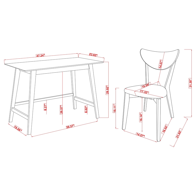 Pemberly Row 2-piece Home Office Computer Desk and Chair Set in Walnut