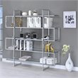 Pemberly Row 63-inch 5-shelf Tempered Glass Bookshelf in Clear and Chrome