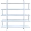 Pemberly Row 63-inch 5-shelf Tempered Glass Bookshelf in Clear and Chrome