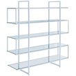 Pemberly Row 63-inch 5-shelf Tempered Glass Bookshelf in Clear and Chrome