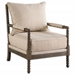 Pemberly Row Upholstered Bobbin Accent Chair in Beige and Natural