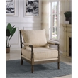 Pemberly Row Upholstered Bobbin Accent Chair in Beige and Natural