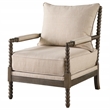Pemberly Row Upholstered Bobbin Accent Chair in Beige and Natural