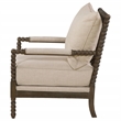Pemberly Row Upholstered Bobbin Accent Chair in Beige and Natural
