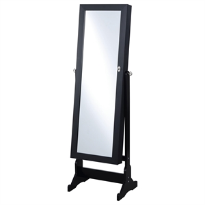 Pemberly Row Full-Length Cheval Mirror with Jewelry Storage in Black