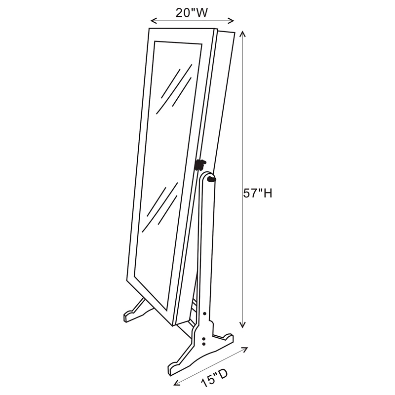 Pemberly Row Full-Length Cheval Mirror with Jewelry Storage in Black