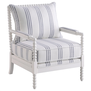 Pemberly Row Upholstered Bobbin Accent Chair in White and Navy