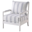 Pemberly Row Upholstered Bobbin Accent Chair in White and Navy