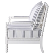 Pemberly Row Upholstered Bobbin Accent Chair in White and Navy
