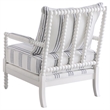 Pemberly Row Upholstered Bobbin Accent Chair in White and Navy