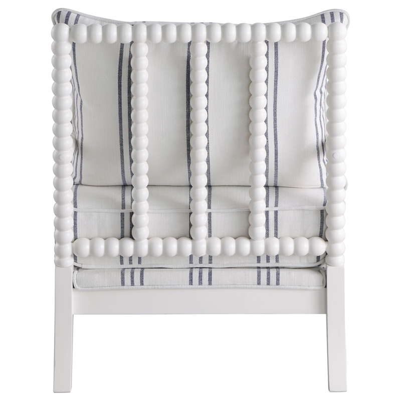 Pemberly Row Upholstered Bobbin Accent Chair in White and Navy