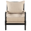 Pemberly Row Bobbin Accent Chair in Beige Fabric and Black Frame