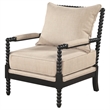 Pemberly Row Bobbin Accent Chair in Beige Fabric and Black Frame
