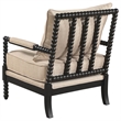 Pemberly Row Bobbin Accent Chair in Beige Fabric and Black Frame