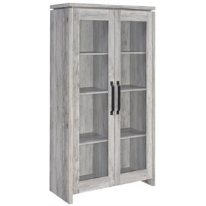 Pemberly Row 2-Door Engineered Wood Tall Cabinet in Grey Driftwood