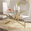 Pemberly Row Round 46-Inch Tempered Glass Top Dining Table in Brass